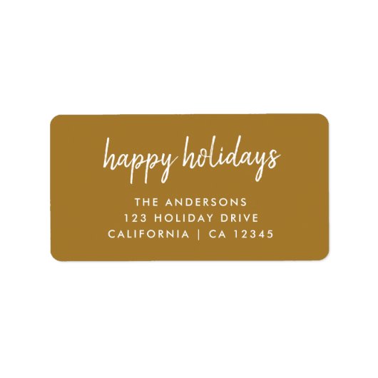 Prettige feestdagen Gold Christmas Return-adreslab Etiket (Voorkant)