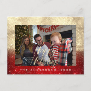 prettige feestdagen Gold Cottage Photo Red Spark Briefkaart