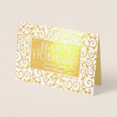prettige feestdagen Gold Damask Typografie Busines Folie Kaarten (Voorkant)