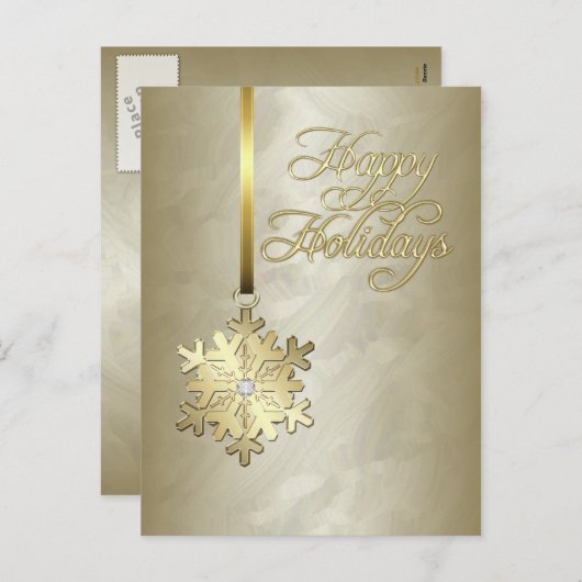 Prettige feestdagen Gold Diamond Snowflake Gold Fo (Voorkant / Achterkant)