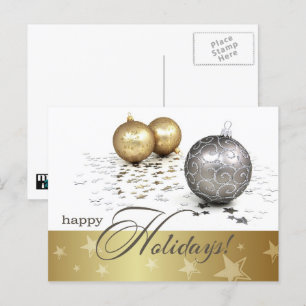 prettige feestdagen. Gold en Silver Baubles Feestdagenkaart