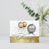 prettige feestdagen. Gold en Silver Baubles Feestdagenkaart (Staand voorkant)