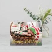 prettige feestdagen Gold Foil Foto Folie Holiday P (Staand Voorkant)