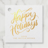 Prettige feestdagen Gold Foil Gift Label (Voorkant)