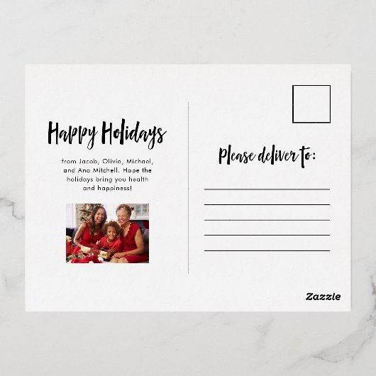 prettige feestdagen | Gold Foil Multi Photo Grid (Achterkant)