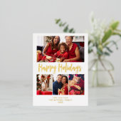 prettige feestdagen | Gold Foil Multi Photo Grid (Staand Voorkant)