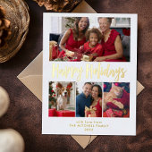 prettige feestdagen | Gold Foil Multi Photo Grid