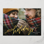 prettige feestdagen Gold Foil Script Holiday-fotok Folie Uitnodiging (Voorkant)