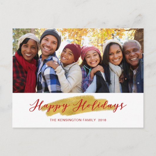 prettige feestdagen Gold Foil Swash Holiday Foto (Voorkant)