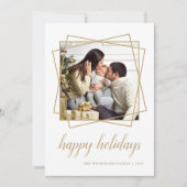 prettige feestdagen Gold Geometric Family Foto Feestdagenkaart (Voorkant)