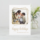 prettige feestdagen Gold Geometric Family Foto Feestdagenkaart (Staand voorkant)
