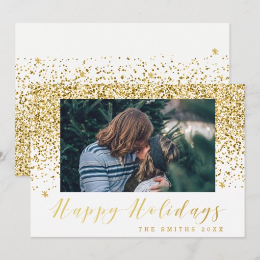 Prettige feestdagen Gold Glitter Feestdagenkaart (Voorkant / Achterkant)
