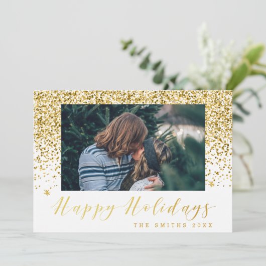 Prettige feestdagen Gold Glitter Feestdagenkaart (Staand voorkant)