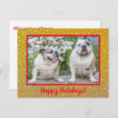 prettige feestdagen Gold Glitter Modern Briefkaart (Voorkant / Achterkant)