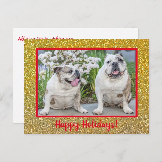 prettige feestdagen Gold Glitter Modern Briefkaart (Voorkant / Achterkant)