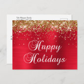 prettige feestdagen Gold Glitter Red Folie (Voorkant / Achterkant)