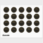 prettige feestdagen Gold Leaves op Black Ronde Sticker (Vel)