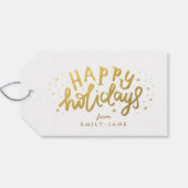 prettige feestdagen Gold Lettering Folie kerst Cadeaulabel (Achterkant Horizontaal)