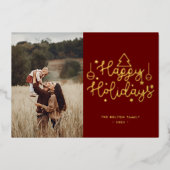 prettige feestdagen Gold Lettering kerstfoto Folie (Voorkant)