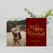 prettige feestdagen Gold Lettering kerstfoto Folie (Staand Voorkant)