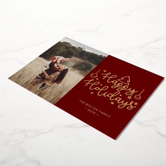 prettige feestdagen Gold Lettering kerstfoto Folie (Gedraaid)