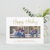 Prettige feestdagen €? | Gold Modern Multi Photo Feestdagenkaart (Staand voorkant)