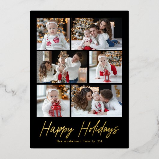 prettige feestdagen Gold Script 6 Photo Collage (Voorkant)