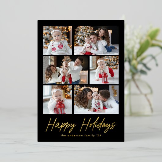 prettige feestdagen Gold Script 6 Photo Collage (Staand Voorkant)