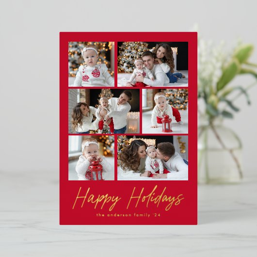 prettige feestdagen Gold Script 6 Photo Collage (Staand Voorkant)