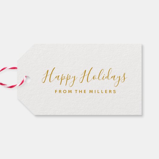 prettige feestdagen Gold Script Cadeaulabel (Achterkant Horizontaal)