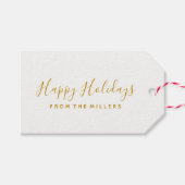 prettige feestdagen Gold Script Cadeaulabel (Voorkant (Horizontaal))