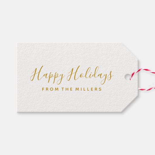 prettige feestdagen Gold Script Cadeaulabel (Voorkant (Horizontaal))