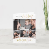 prettige feestdagen | Gold Script en vier foto's m Kaart (Voorkant)