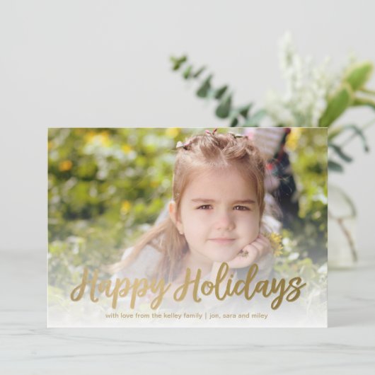 prettige feestdagen Gold Script Holiday - Volledig Feestdagenkaart (Staand voorkant)