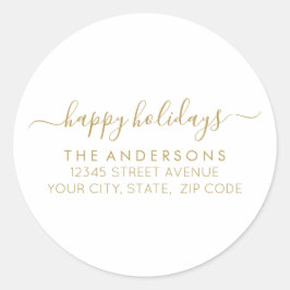Prettige feestdagen * Gold Script kalligrafie adre Ronde Sticker