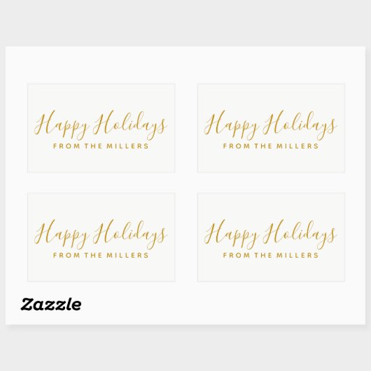 prettige feestdagen Gold Script Rechthoekige Sticker (Vel)