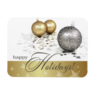 prettige feestdagen. Gold Silver Balls kerstcadeau Magneet
