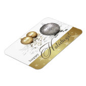 prettige feestdagen. Gold Silver Balls kerstcadeau Magneet (Linkerzijde)