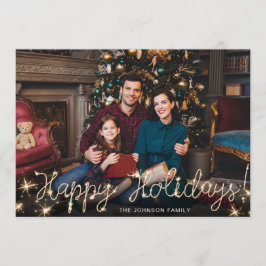 prettige feestdagen Gold Sparkle Manuscript FOTO G Feestdagenkaart