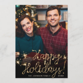 prettige feestdagen Gold Sparkle Manuscript FOTO G Feestdagenkaart