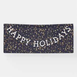 prettige feestdagen Gold Stars Navy Blue Kerstmis Spandoek