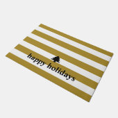 prettige feestdagen Gold Striped Kerstmis Deurmat (Schuin)