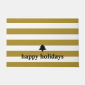 prettige feestdagen Gold Striped Kerstmis Deurmat (Voorkant)