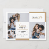 Prettige feestdagen Gold Three-Photo Feestdagenkaart (Voorkant)