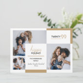 Prettige feestdagen Gold Three-Photo Feestdagenkaart (Staand voorkant)