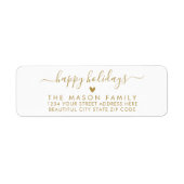 Prettige feestdagen Gold White - retouradres voor Etiket (Voorkant)