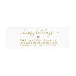 Prettige feestdagen Gold White - retouradres voor  Etiket