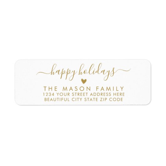 Prettige feestdagen Gold White - retouradres voor  Etiket (Voorkant)