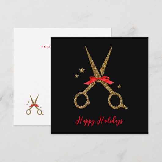 prettige feestdagen - Golden glitter Hair Stylist- Bedankkaart (Voorkant / Achterkant)