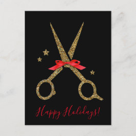 prettige feestdagen - Golden glitter Hair Stylist- Briefkaart